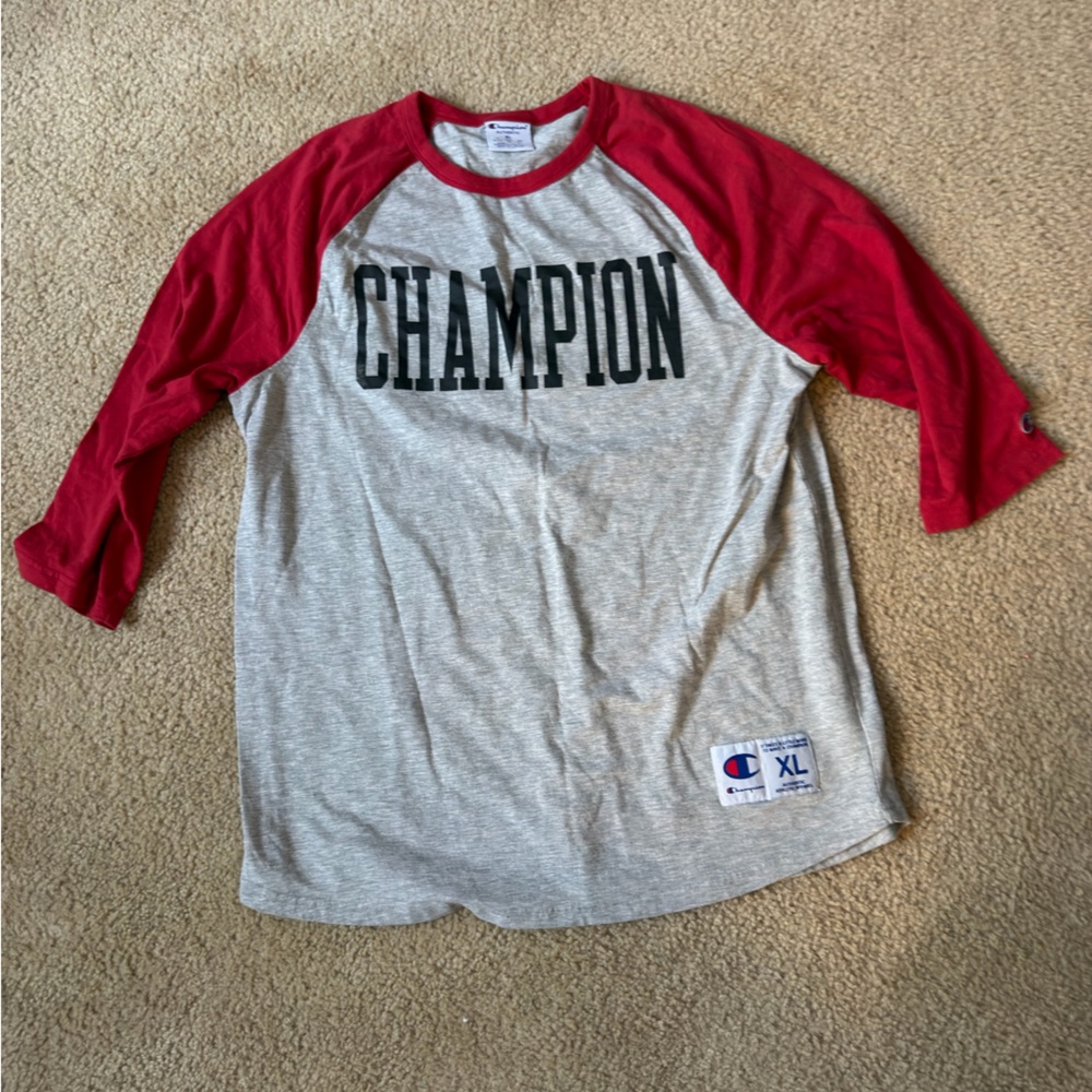 Champion Red and Gray Baseball Tee‎